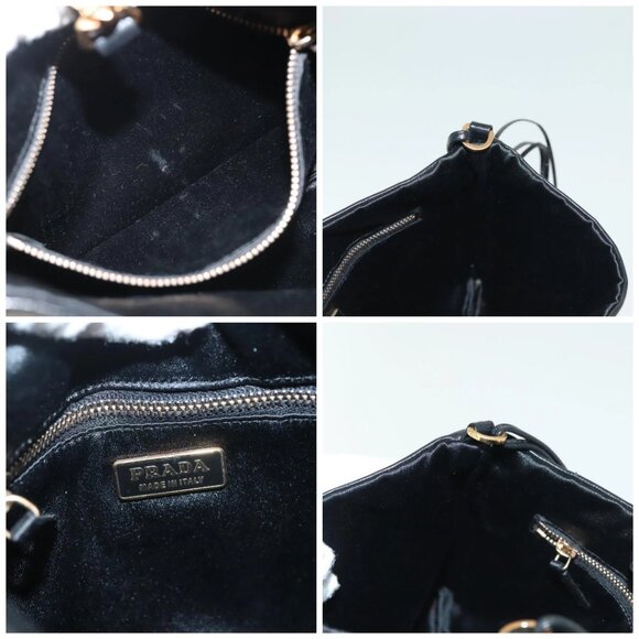 PRADA Chain Shoulder Bag Leather Black Gold Auth 129605 - Picture 15 of 16